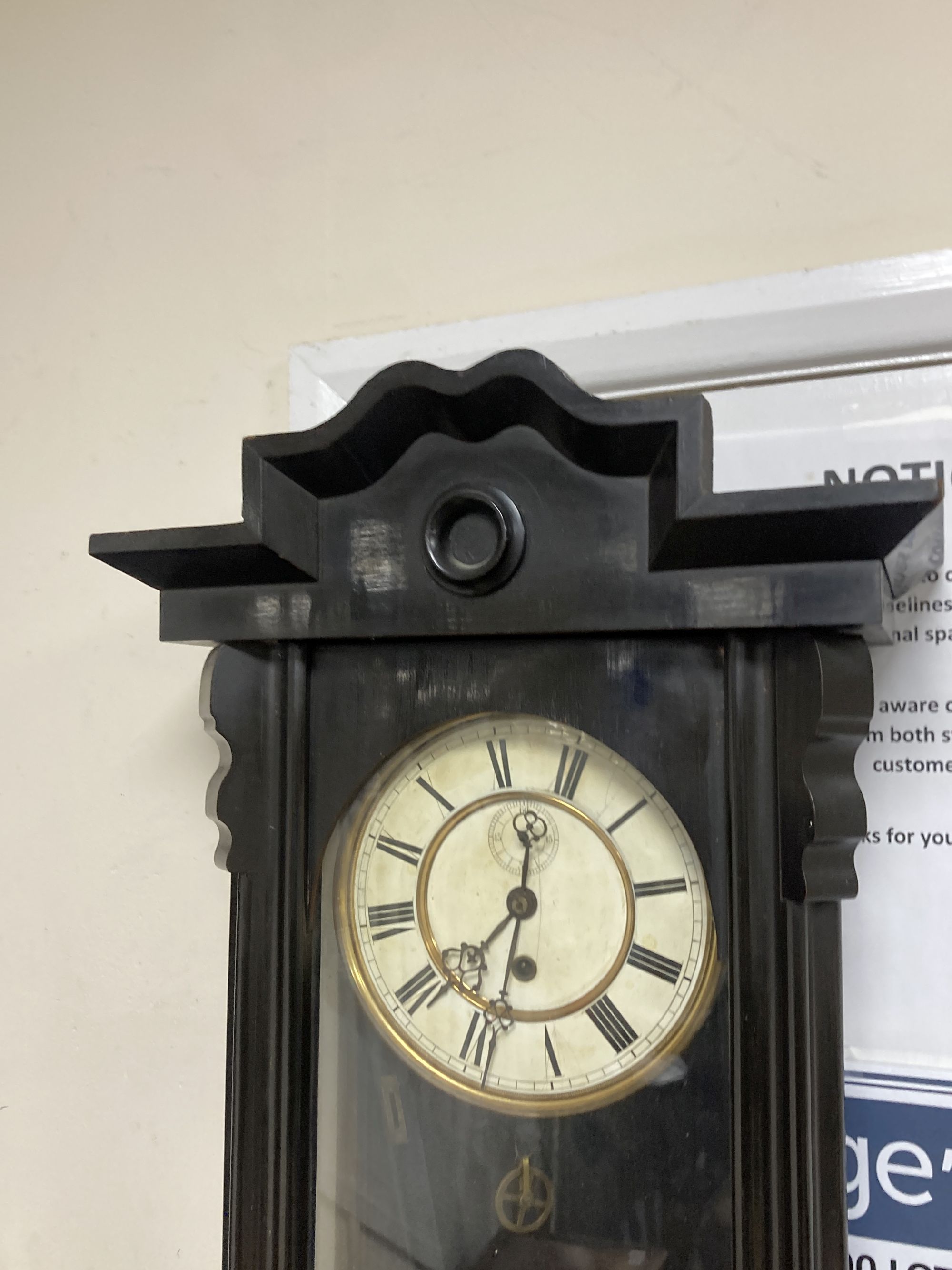A 19th century ebonised Vienna regulator wall clock, height 94cm